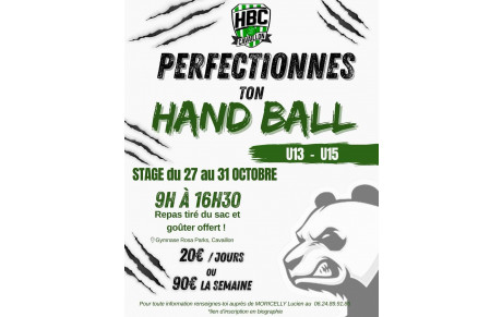 Inscription stage U13-U15 automne 2025