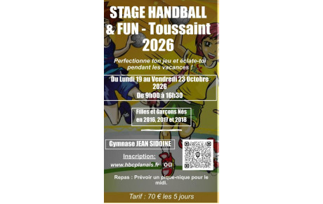Inscription stage U11/U9 automne 2026