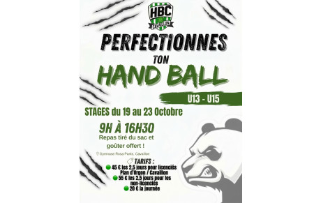 Inscription stages U13 / U15 automne 2026